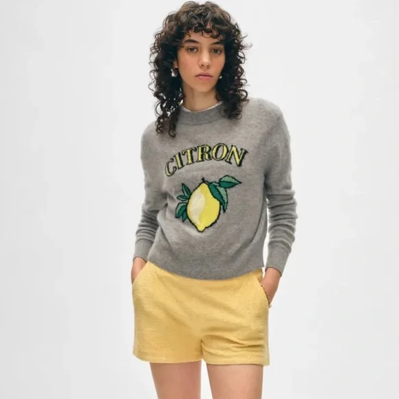 White + Warren Cashmere Citron Crewneck || Grey Heather Combo || XS || NWT - Picture 2 of 4